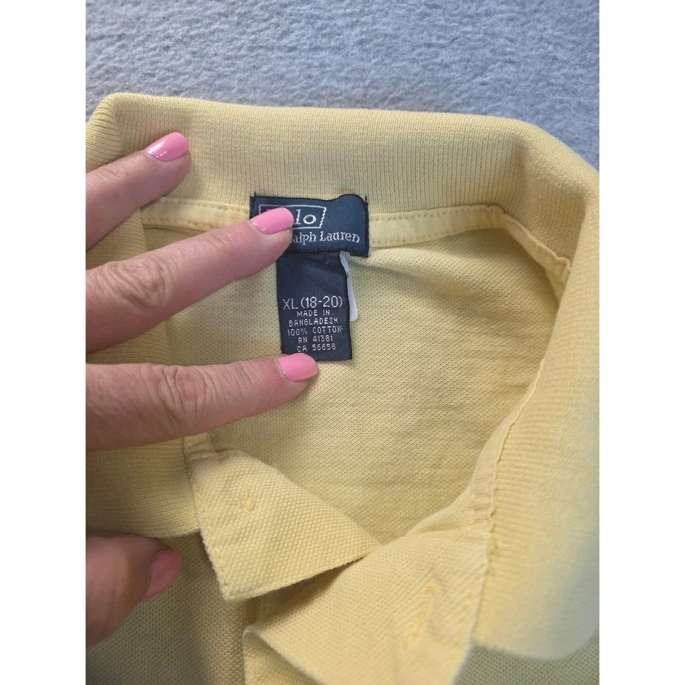 Polo Ralph Lauren Mens XL 18-20 Yellow Short Sleeve Cotton Pique Polo‎ Shirt